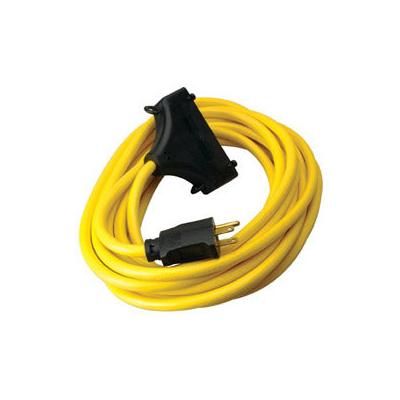 Coleman Cable Generator Extension Cord, 25 ft, 3 Outlets, Yellow (172-01910)