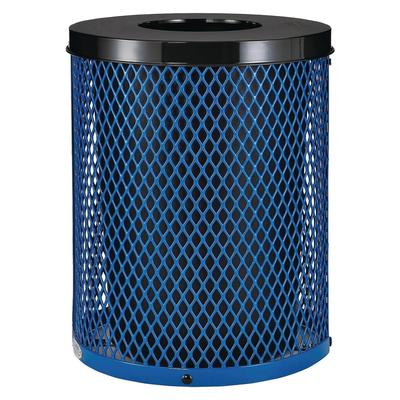 Global Industrial Outdoor Diamond Steel Trash Can, 36 gal, Blue (GBE261924BL)