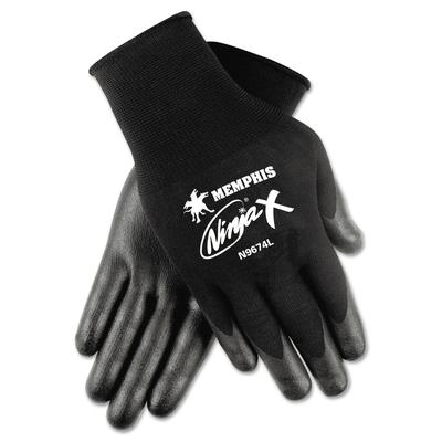 MCR Safety Ninja x Bi-Polymer Coated Gloves, Large, Black, Pair (CRWN9674L)