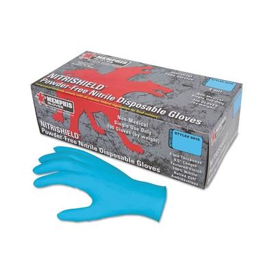 MCRTM Safety Nitrile Disposable Gloves, NitriShieldTM, Rolled Cuff, Unlined, Medium, Blue, 4 mil Thick, Powder Free (127-6015M)