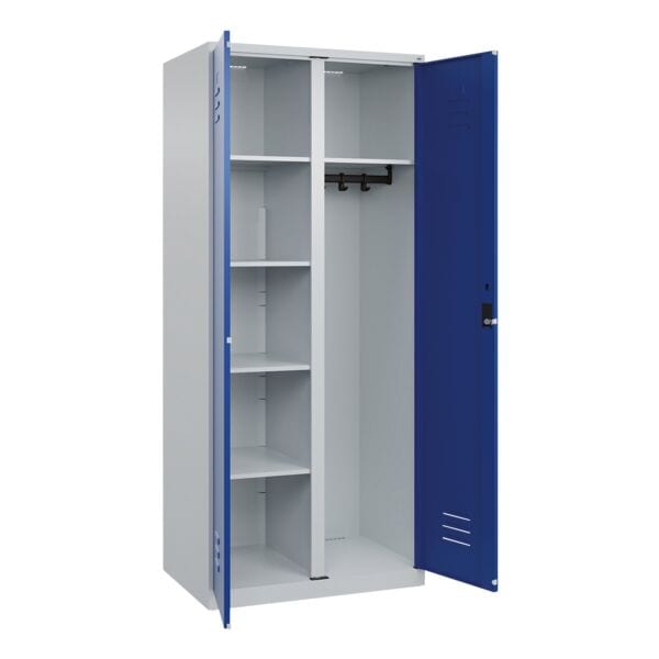 CP Wäsche- und Garderobenschrank »Classic Plus Korpus lichtgrau« Zylinderschloss Fa blau, 80x185x50 cm
