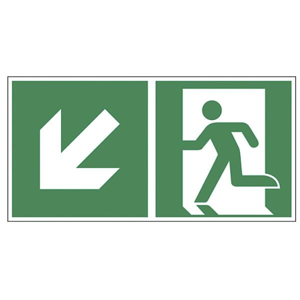 LimarLite Rettungszeichen »Notausgang links abwärts [E001]« 30 x 15 cm Aluminium (0,5 mm) grau, 30x15 cm Image