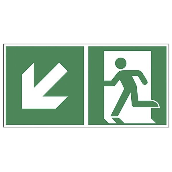 LimarLite Rettungszeichen »Notausgang links abwärts [E001]« 30 x 15 cm Folie (0,1 mm), 30x15 cm Image