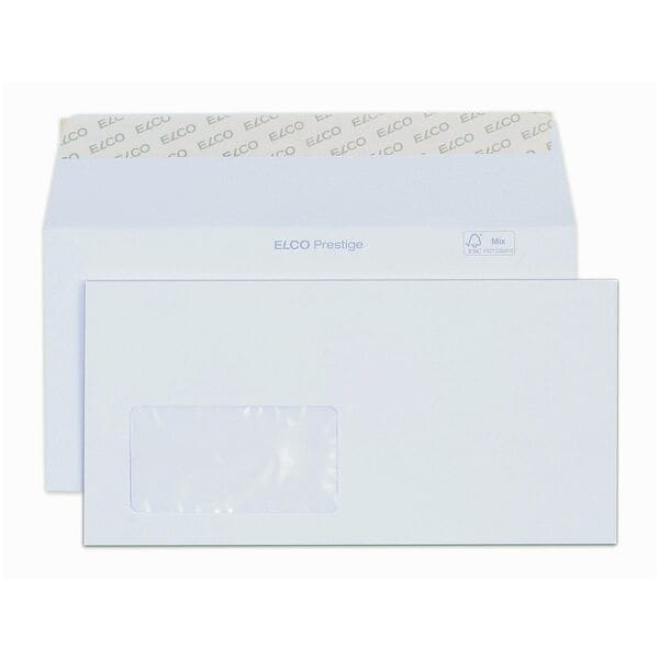 ELCO 250er-Pack Briefumschläge DIN lang+ »Prestige« - mit Fenster weiß, 22.9x11.4 cm