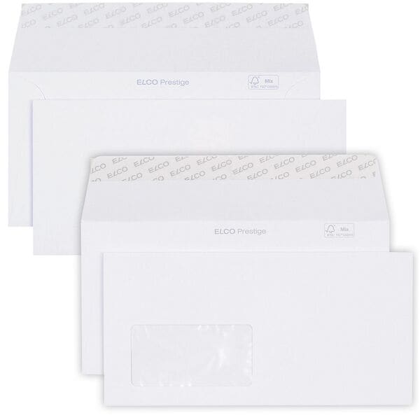 ELCO 250er-Pack Briefumschläge DIN lang+ »Prestige« - ohne Fenster weiß, 22.9x11.4 cm