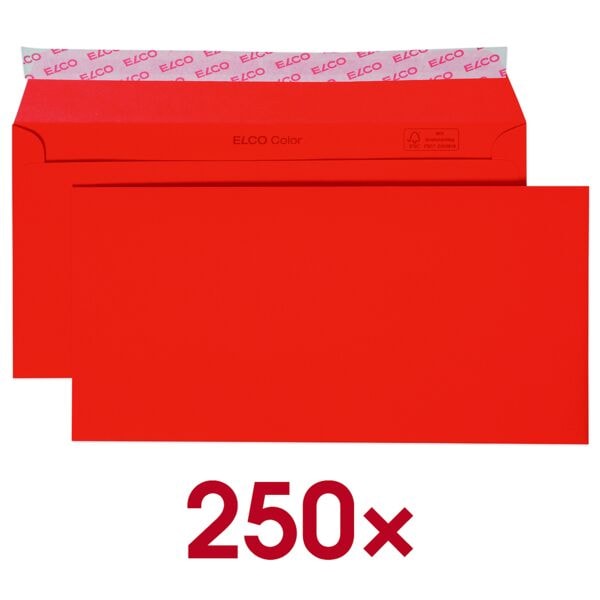 ELCO 250er-Pack Briefumschläger DIN lang »Color« ohne Fenster rot, 22.9x11.4 cm