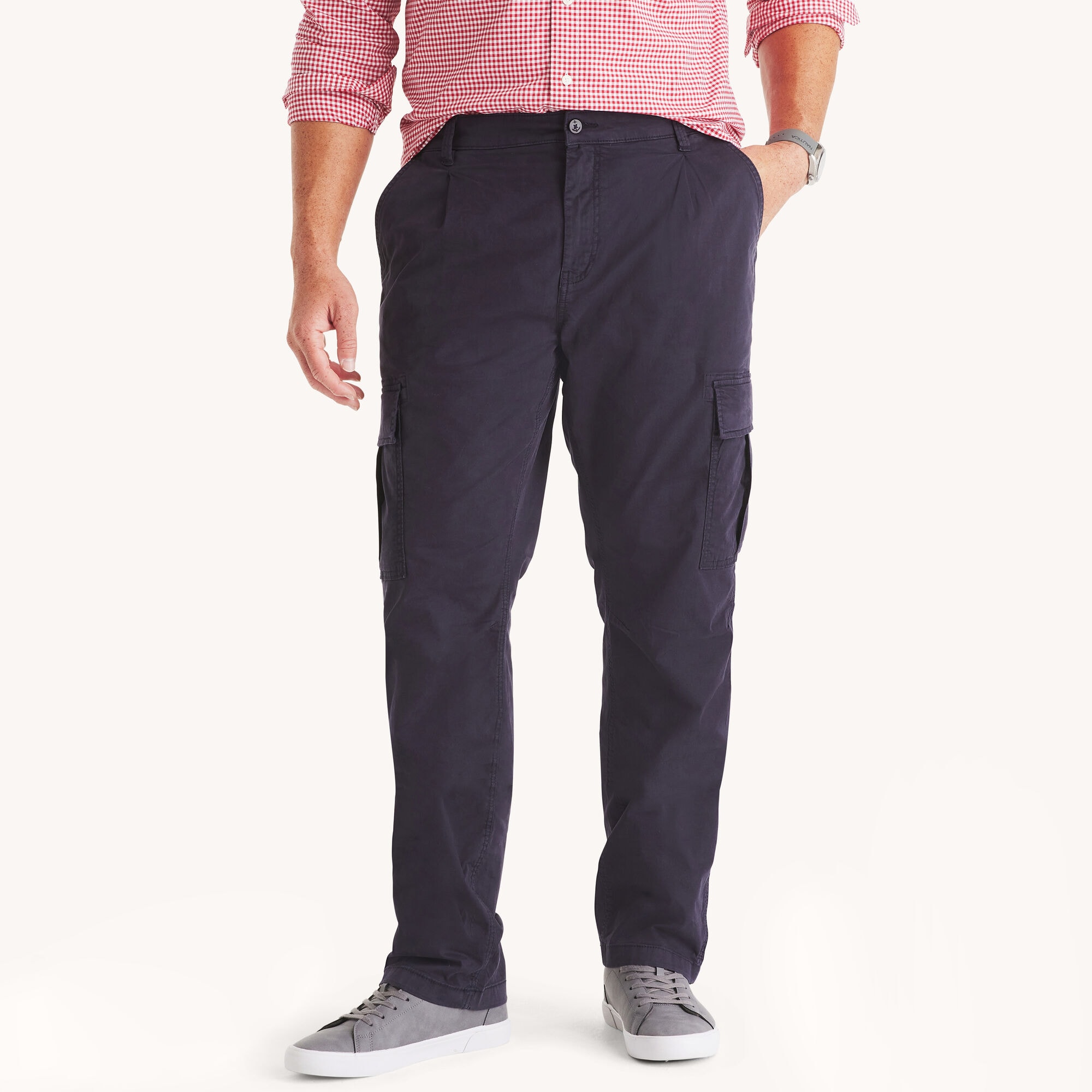 Nautica Men's Big & Tall Pleated Cargo Pant 482 (Stellar Blue Heather), 42x36