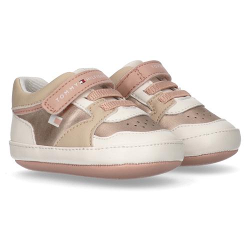 Krabbelschuh TOMMY HILFIGER Gr. 19, beige (beige-rosa) Kinder Schuhe Babyschuh, Sneaker, Wagenschuh mit Metallic Einsatz