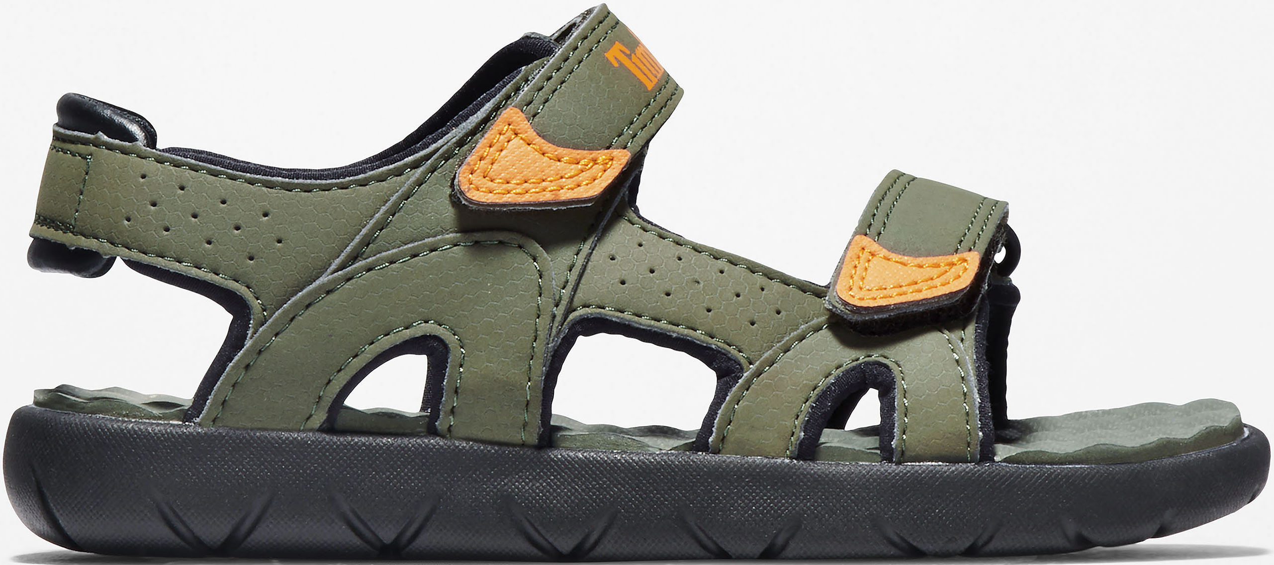 Sandale TIMBERLAND "PERKINS ROW BACKSTRAP SANDAL", Kinder, Gr. 22, grün (khaki), Synthetik, Schuhe Sandale, mit Klettverschluß