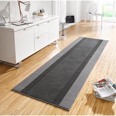 Teppich HANSE HOME "Band" Gr. 43, grau, B:80cm H:9mm L:400cm, Kunstfaser, Teppiche, Kurzflor, weich, Läufer Größen, Wohnzimmer, Schlafzimmer, Esszimmer Image