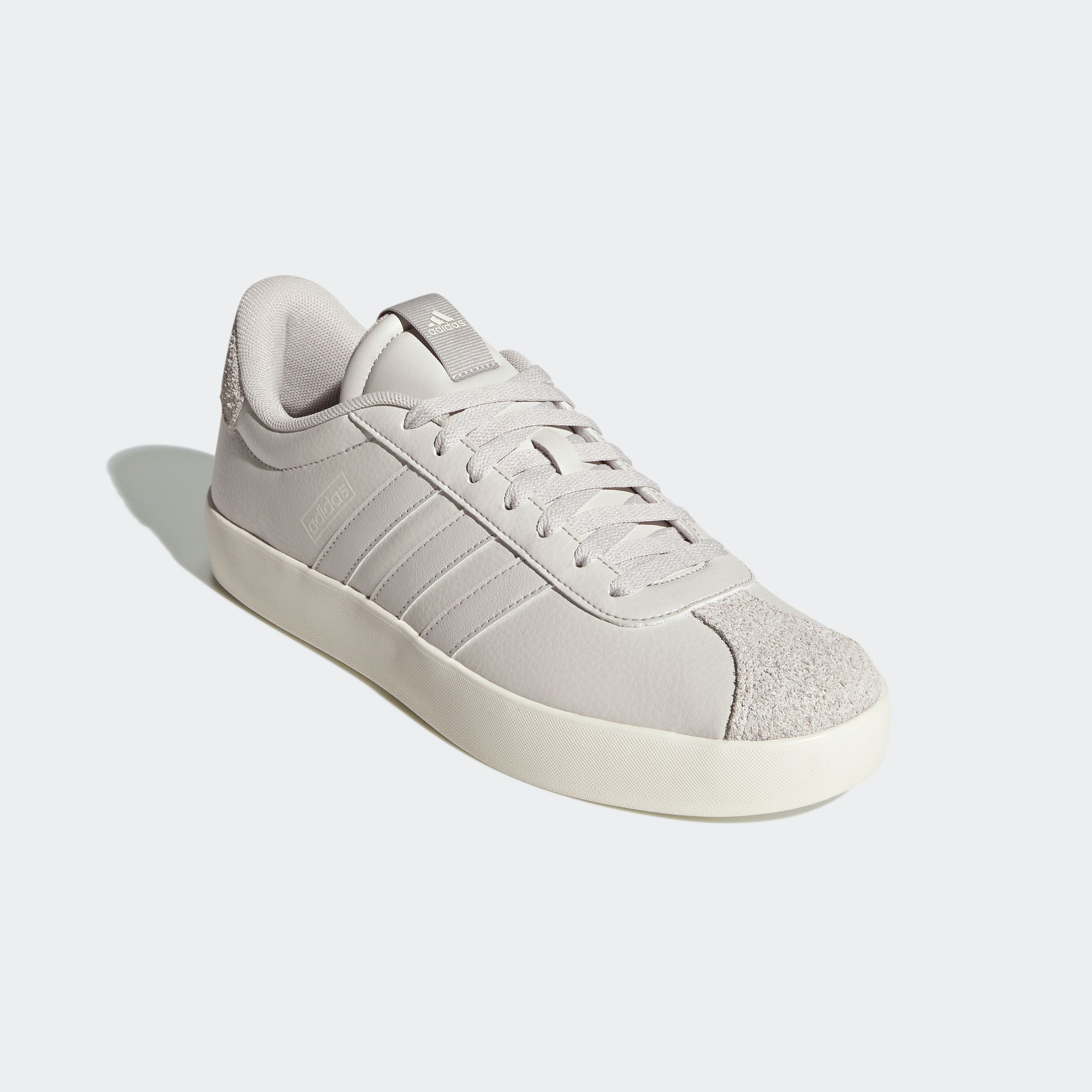 Sneaker ADIDAS SPORTSWEAR "VL COURT 3.0", Herren, Gr. 46, grau (grau one, grau one, sanftes weiß), Leder, Synthetik, Schuhe Sneaker, inspiriert vom Desing des adidas samba