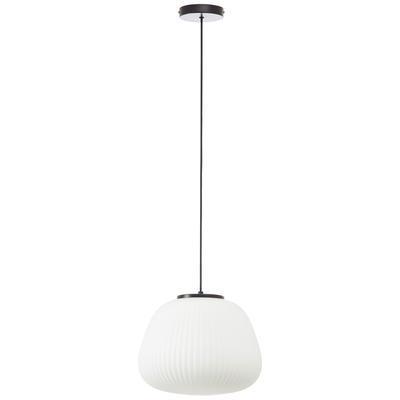 BRILLIANT Pendelleuchte "Kaizen", weiß (matt schwarz, weiß), Ø 35,00cm, Lampen, 184 x 35 cm, E27, kürzbar, Riffelglas/Metall, weiß/schwarz Image