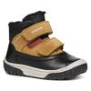 Winterboots GEOX "B OMAR BOY WPF C", Kinder, Gr. 23, schwarz (schwarz, curryfarben), Leder, Veloursleder, Textil, casual, Schuhe, Klettstiefel, Babystiefel Winterstiefel mit Warmfutter