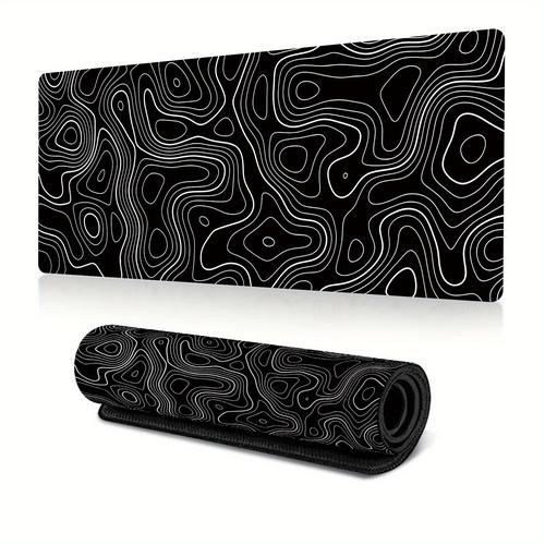 TEMU Topographic Contour Gaming Mouse Pad Large Xl Long Extended Pads Big Mousepad Keyboard Mouse Mat Desk Pad With 2mm Non-slip Base And Stitched Edge For Gaming Office Home 31.5x11.8 Inch