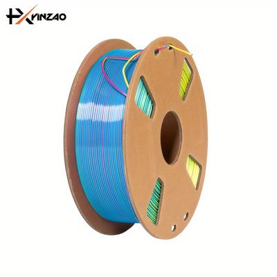 TEMU Pla Silk Tri-colors 3d Printer Filament 1.75mm, 1kg/200g(2.2lb/0.44lb), Coextrusion Multicolored Filament With Silk Pla Blue-yellow-fuchsia, 3d Printing Material +/-0.03mm, Fits Most Fdm 3d Printers