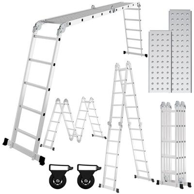 580cm Aluminum Mehrzweckleitern 4x5 Stufen Gerüst Leiter mit 2 Arbeitsplattform Klappbare Image