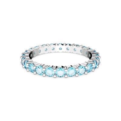 Fingerring SWAROVSKI "Matrix, Rundschliff" Gr. 55, blau (metallfarben, aquamarine, aquamarine), Fingerringe, Damen, 55, Metall, mit Swarovski Kristall Image