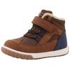 Winterboots TOM TAILOR, Kinder, Gr. 32, braun (cognac, blau), Lederimitat, Textil, unifarben, kontrastfarbene Details, casual, Schuhe, Klettschuh, High-Top-Sneaker, Outdoorschuh mit Kontrastnähten
