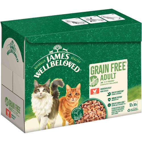 12x85g James Wellbeloved Adult Cat Grain Free Huhn Katzenfutter nass