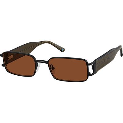 Zenni Men's Rectangle Rx Sunglasses Black Mixed Full Rim Frame
