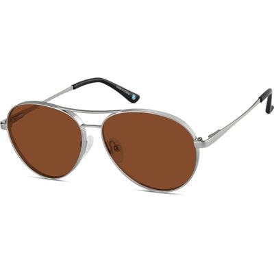 Zenni Women's Aviator Rx Sunglasses Gray Stainless Steel Full Rim Frame