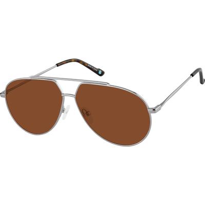 Zenni Aviator Rx Sunglasses Gray Stainless Steel Full Rim Frame