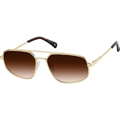 Zenni Men's Retro Aviator Rx Sunglasses Gold Stainless Steel Full Rim Frame