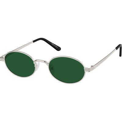 Zenni Women's Oval Rx Sunglasses Silver Stainless Steel Full Rim Frame