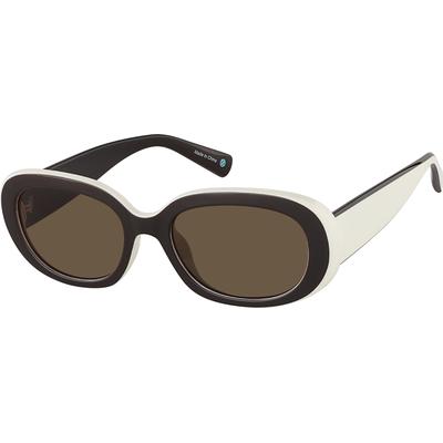 Zenni Women's Oval Sunglasses Brown Plastic Full Rim Frame