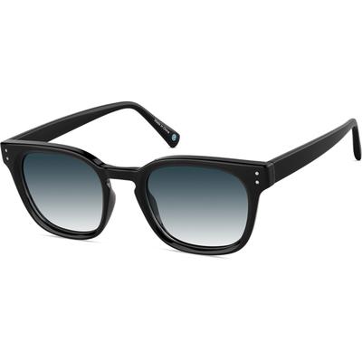 Zenni Square Rx Sunglasses Black Plastic Full Rim Frame