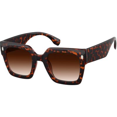 Zenni Women's Square Rx Sunglasses Tortoiseshell Plastic Full Rim Frame