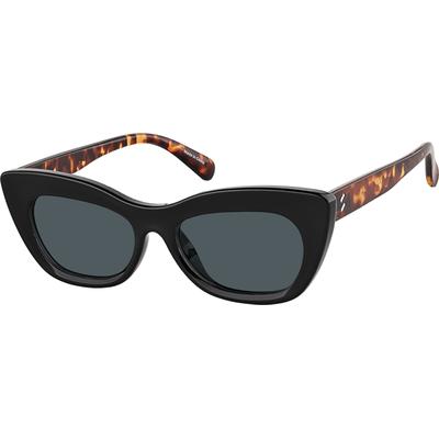 Zenni Women's Vintage Cat-Eye Rx Sunglasses Black Plastic Full Rim Frame