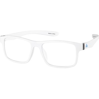 Zenni Rectangle Glasses White Plastic Full Rim Frame