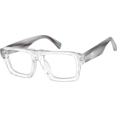 Zenni Men's Retro Square Glasses Clear Plastic Full Rim Frame