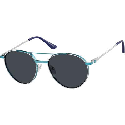 Zenni Women's Aviator Sunglasses Blue Stainless Steel Full Rim Frame