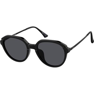 Zenni Women's Round Sunglasses Black Mixed Full Rim Frame