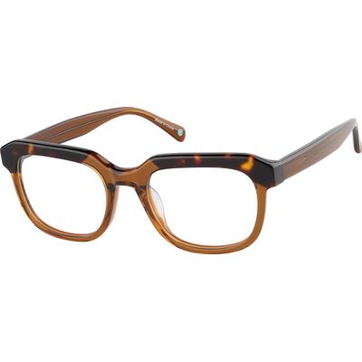 Zenni Women's Square Glasses Brown Plastic Full Rim Frame