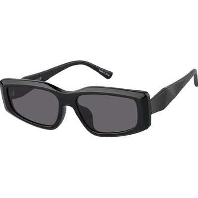 Zenni Women's Rectangle Sunglasses Black Plastic Full Rim Frame