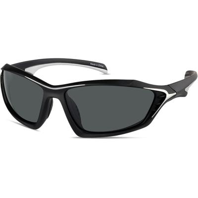 Zenni Men's Oval Sunglasses Black & Silver Plastic Full Rim Frame