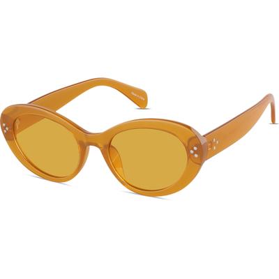 Zenni Women's Vintage Cat-Eye Sunglasses Brown Plastic Full Rim Frame