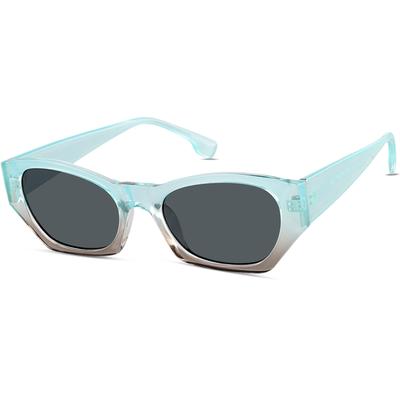 Zenni Women's Retro Cat-Eye Sunglasses Blue Plastic Full Rim Frame
