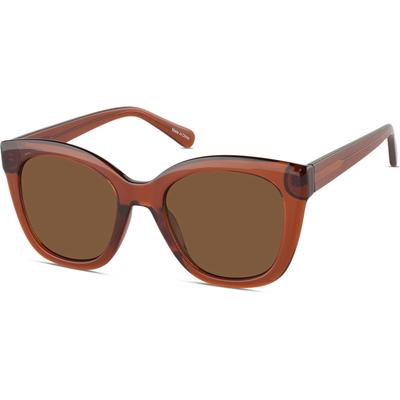 Zenni Women's Retro Cat-Eye Sunglasses Red Plastic Full Rim Frame