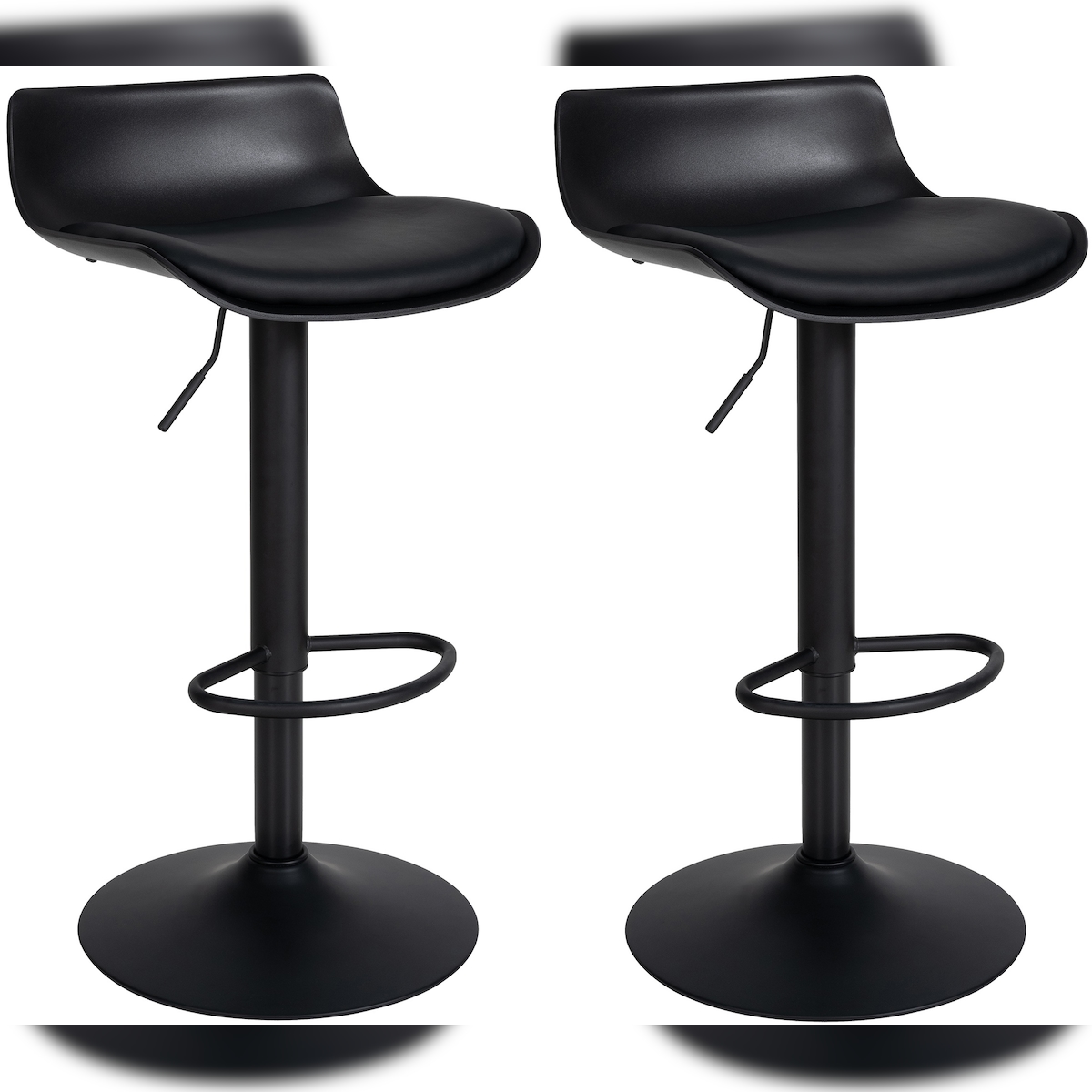 DELUKE® Barhocker 2er Set höhenverstellbar Schwarz JUTO Kunstleder, 68,5-94x43x44 Barhocker mit Lehne Tresenhocker Barstuhl Küchenhocker Thekenhocker Image