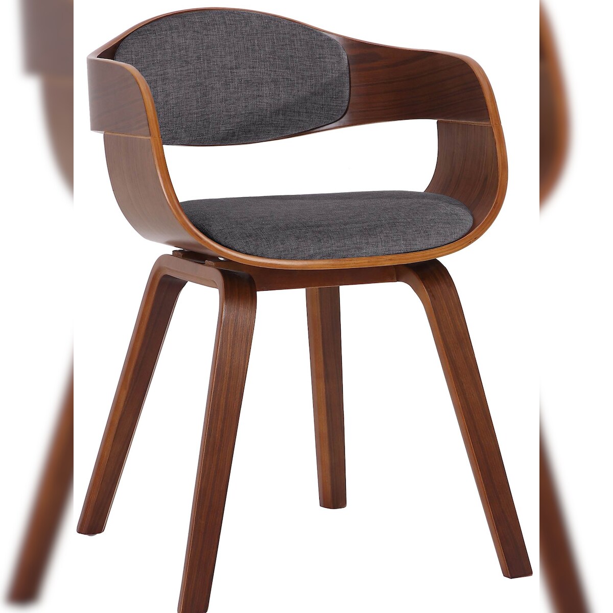 DELUKE® Besucherstuhl LONDON Stoff - 73x49x46cm, Walnuss/Hellgrau | Stoff | Holz Gestell | Konferenzstuhl Wartezimmerstuhl Image