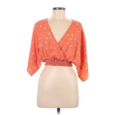 Discreet 3/4 Sleeve Blouse: Orange Tops - Women's Size Medium