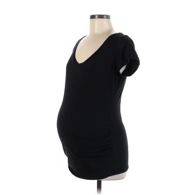 Bump Start by Motherhood Maternity Short Sleeve T-Shirt: Black Tops - Women's Size Medium Maternity