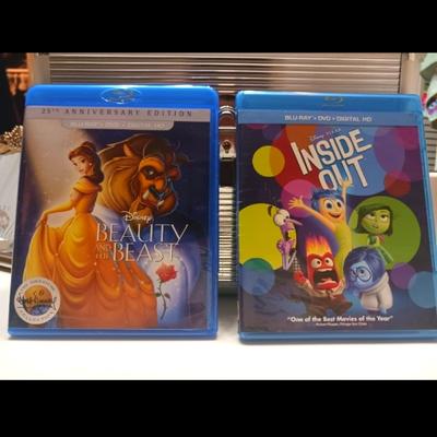 Disney Media | 4 Disney Movies (2 Blu-Rays, 2 Dvds) Beauty & The Beast & Inside Out | Color: Blue/Yellow | Size: Os