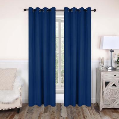 Superior Solid Machine Washable Room Darkening Grommet Blackout Curtains, Set of 2
