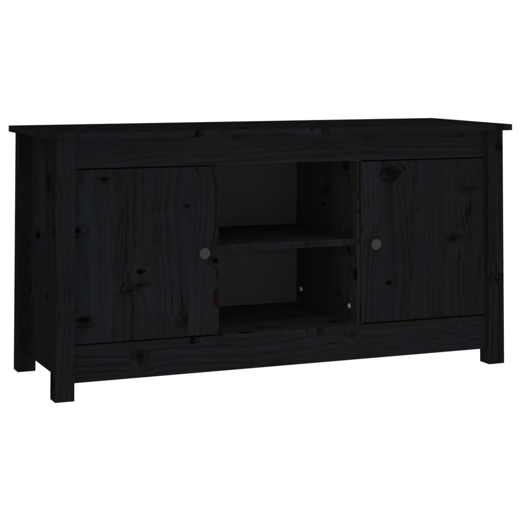 vidaXL TV-Schrank Schwarz 103x36,5x52 cm Massivholz Kiefer Image