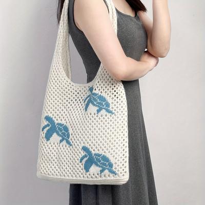 TEMU Y2k Summer 's Tote Bag, Pattern Crochet , Suitable For Study And , No-closure - Of 1 Image
